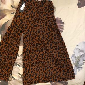 Nasty Gal Leopard Print Double Split Midi Skirt